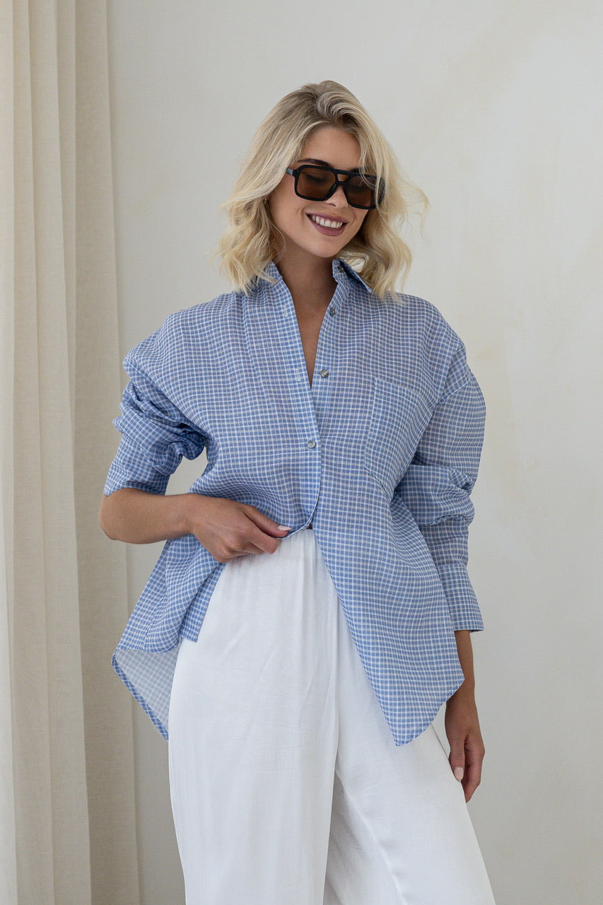 Boyfriend Shirt - Blue Check