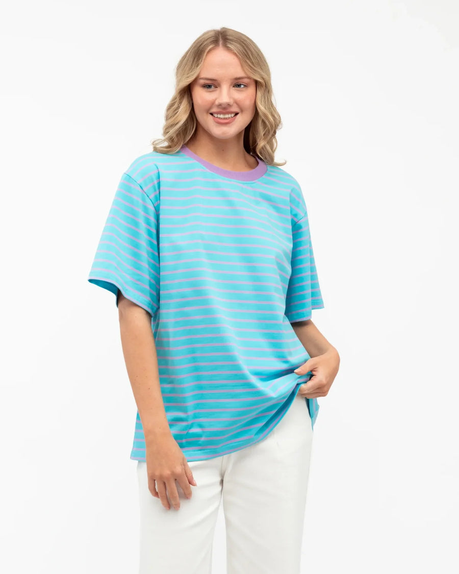 Soleil Tee - Aqua/Pink