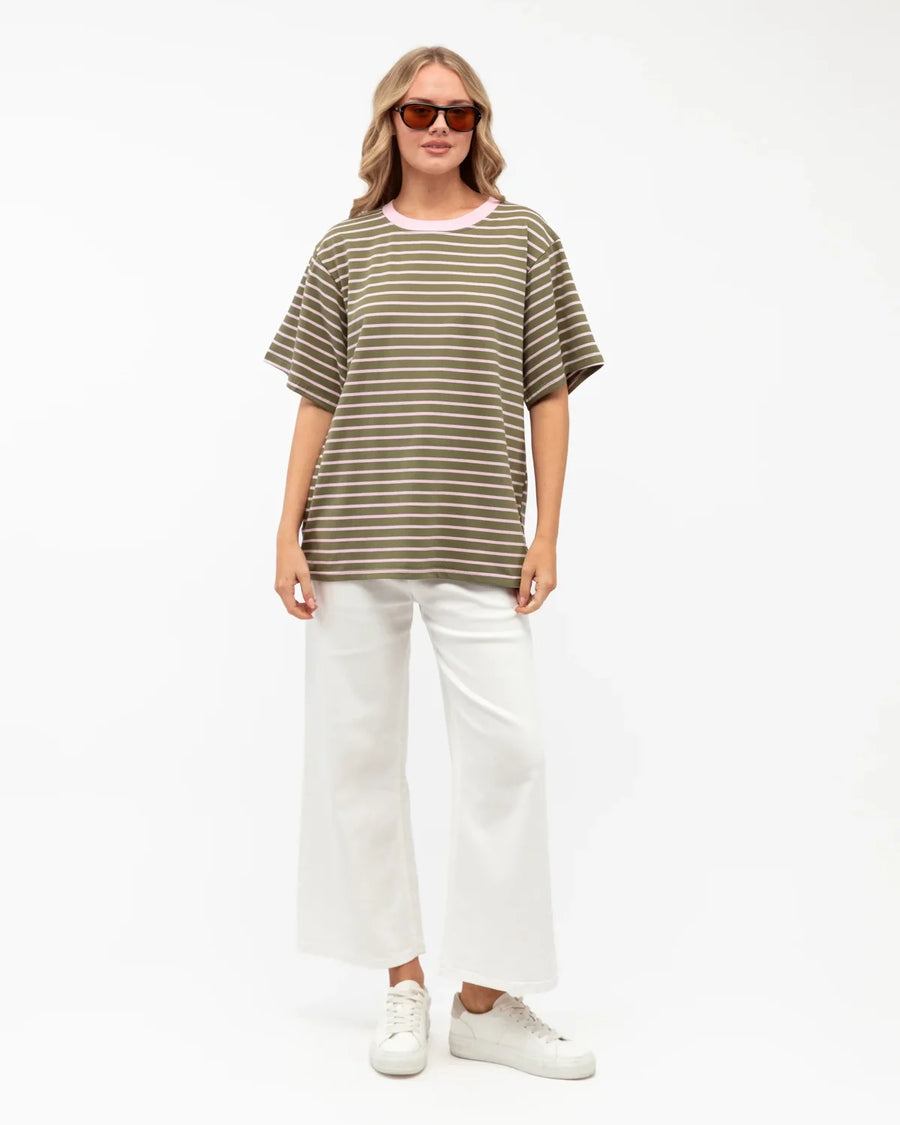 Soleil Tee - Khaki/Pink